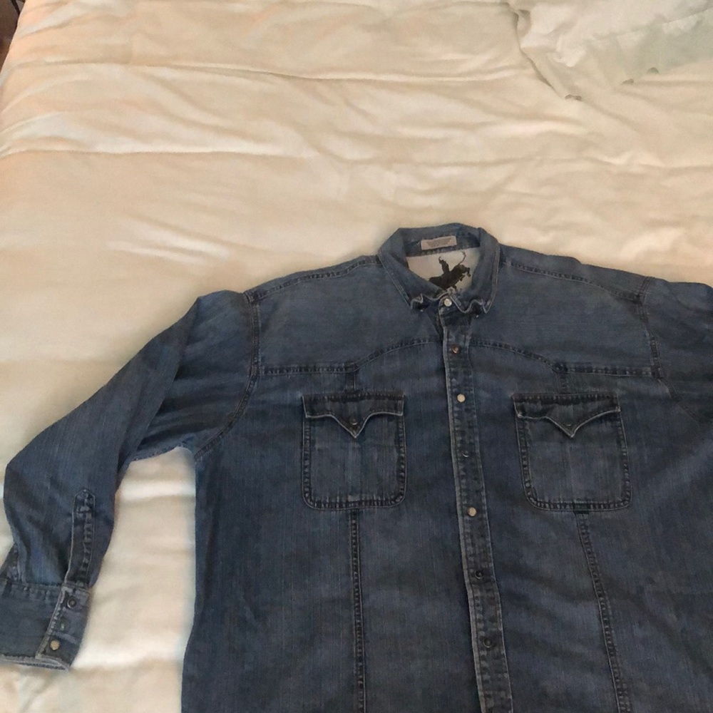 Resistol Denim button down, Pearl snap casual dress shirt